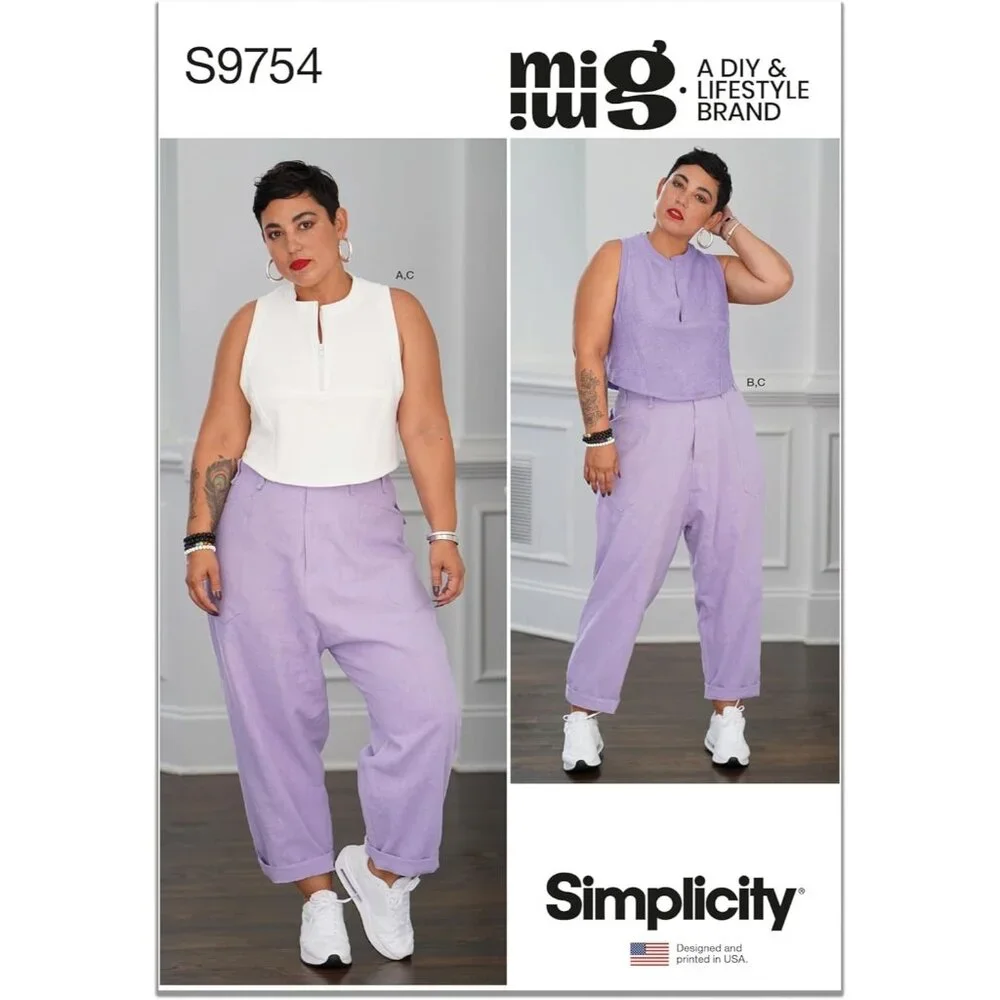 Simplicity S9754 Sewing Pattern Misses 16-26 Multi Tank Top Cargo Pants Uncut